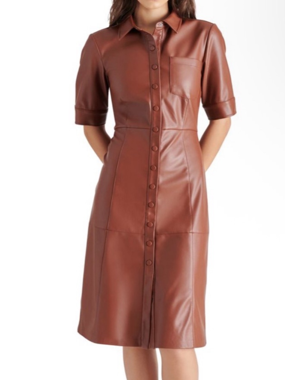 Steve Madden Laken Faux Leather Shirtdress XS